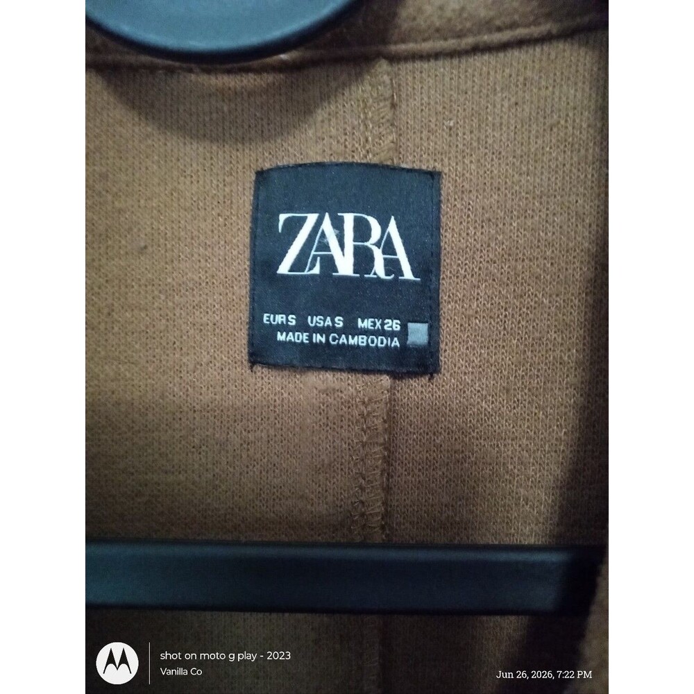 Zara Basic Soft Camel Coat Long Open Front Size Small - Picture 4 of 10